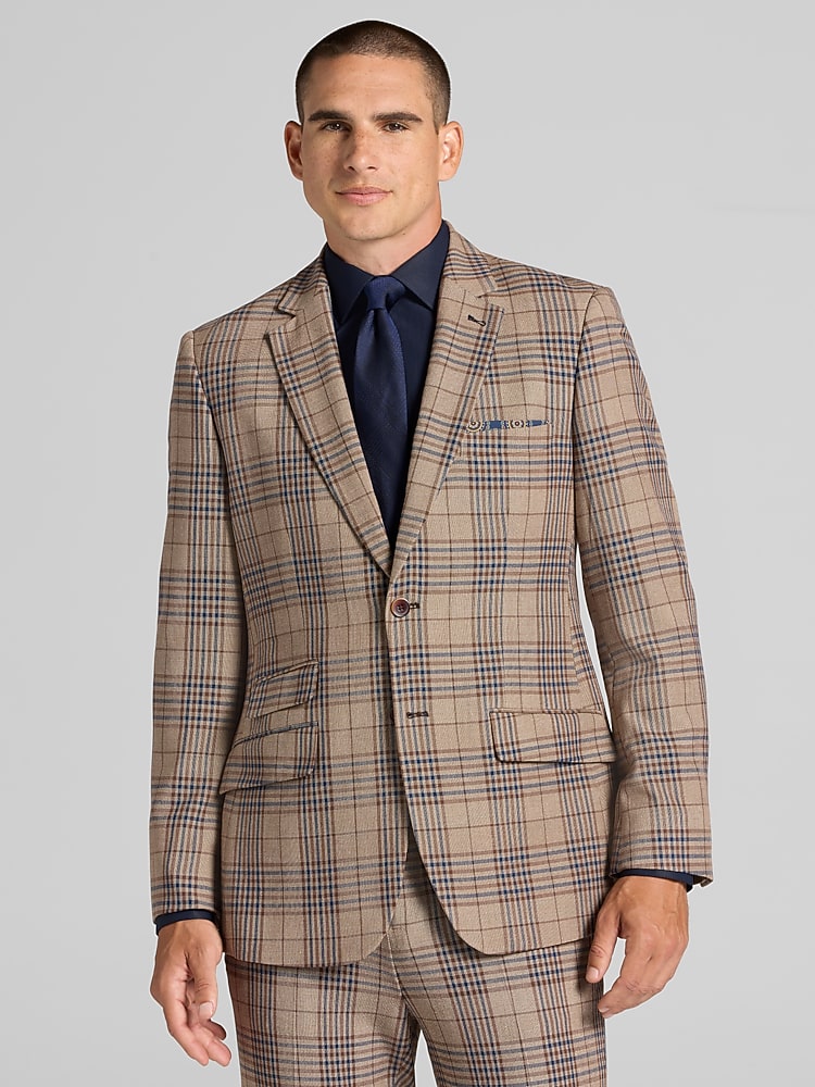 Paisley & Gray Modern Fit Plaid Suit, Bronze Check/Plaid - Brown