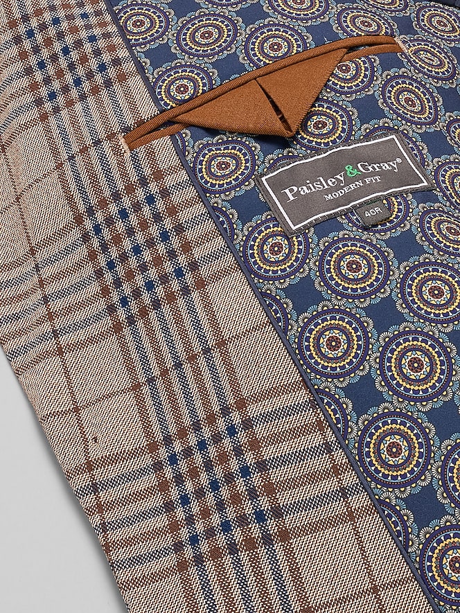 Paisley &Amp; Gray Modern Fit Plaid Suit
