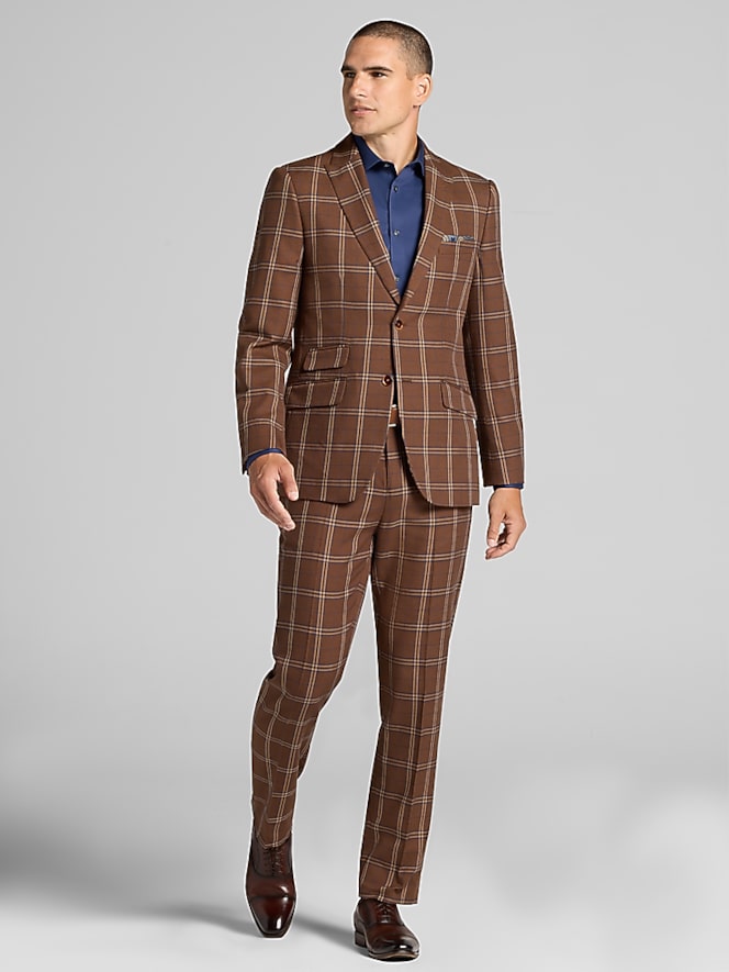 Paisley &Amp; Gray Modern Fit Plaid Suit