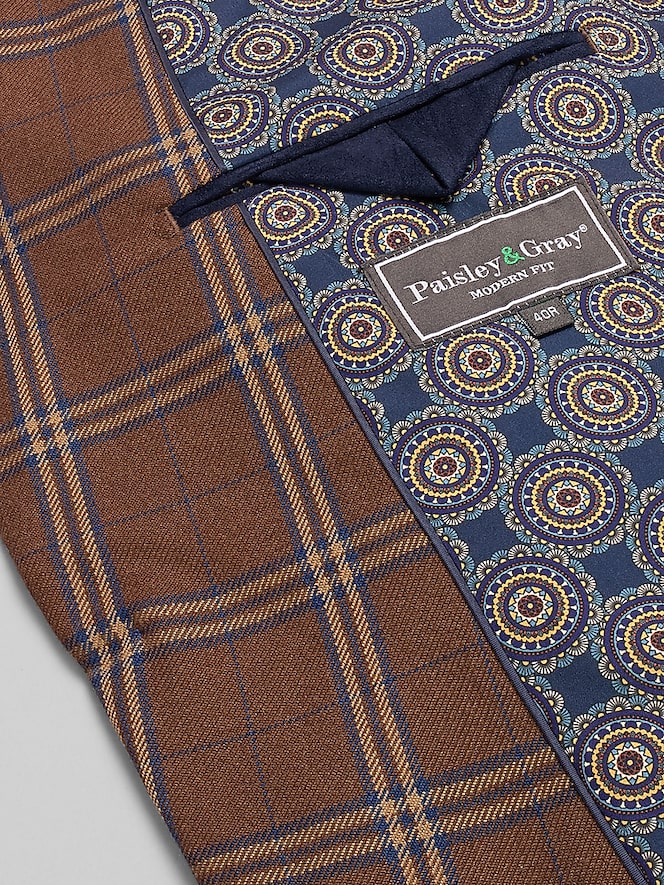 Paisley &Amp; Gray Modern Fit Plaid Suit