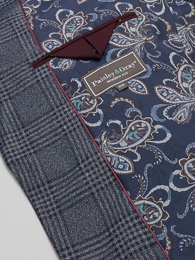 Paisley &Amp; Gray Modern Fit Plaid Suit
