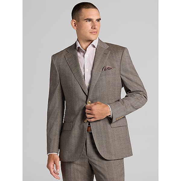 Joseph Abboud Modern Fit Plaid Men's Suit Jacket Tan - Size: 50 Long