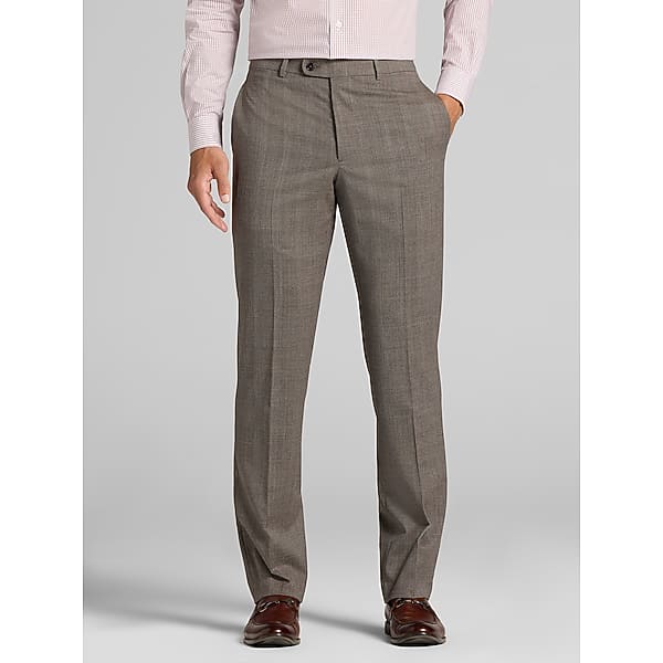 Joseph Abboud Big & Tall Modern Fit Plaid Men's Suit Pants Tan - Size: 32W x 32L