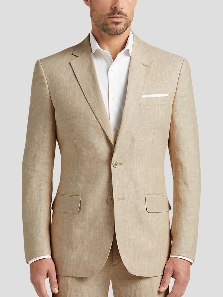 Brown Linen Tailored Suit Jacket