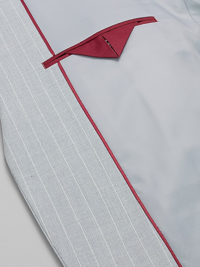 Perry Ellis Portfolio Modern Fit Stripe Suit, Gray Stripe - Image 7 of 8