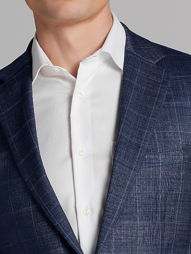 Calvin Klein Slim Fit Wool Blend Windowpane Suit Jacket