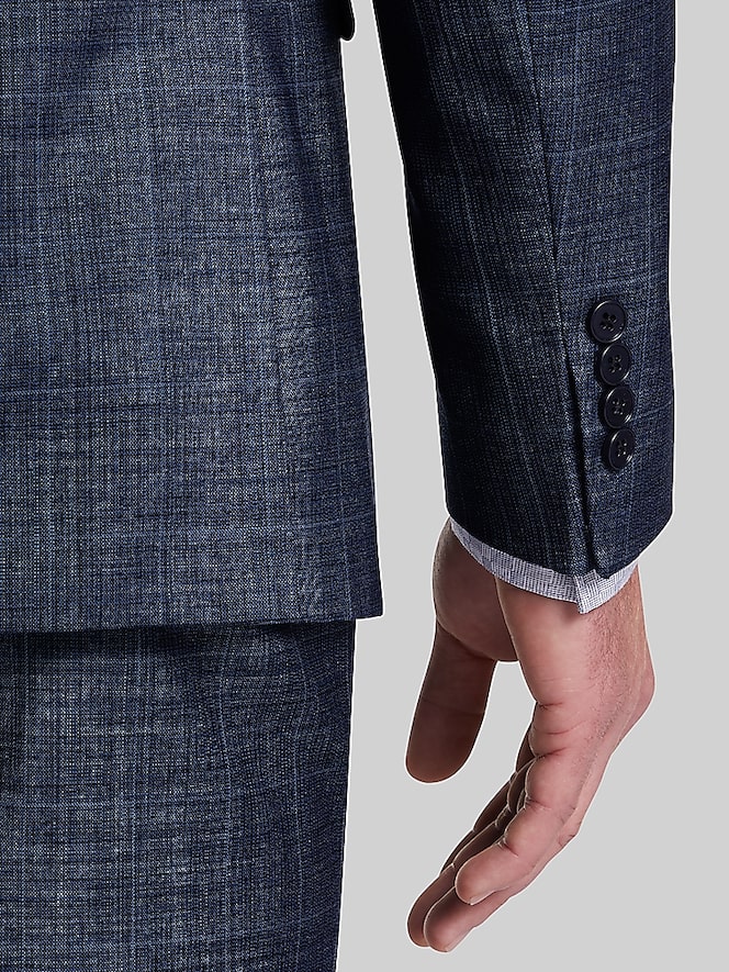 Calvin Klein Slim Fit Wool Blend Windowpane Suit Jacket