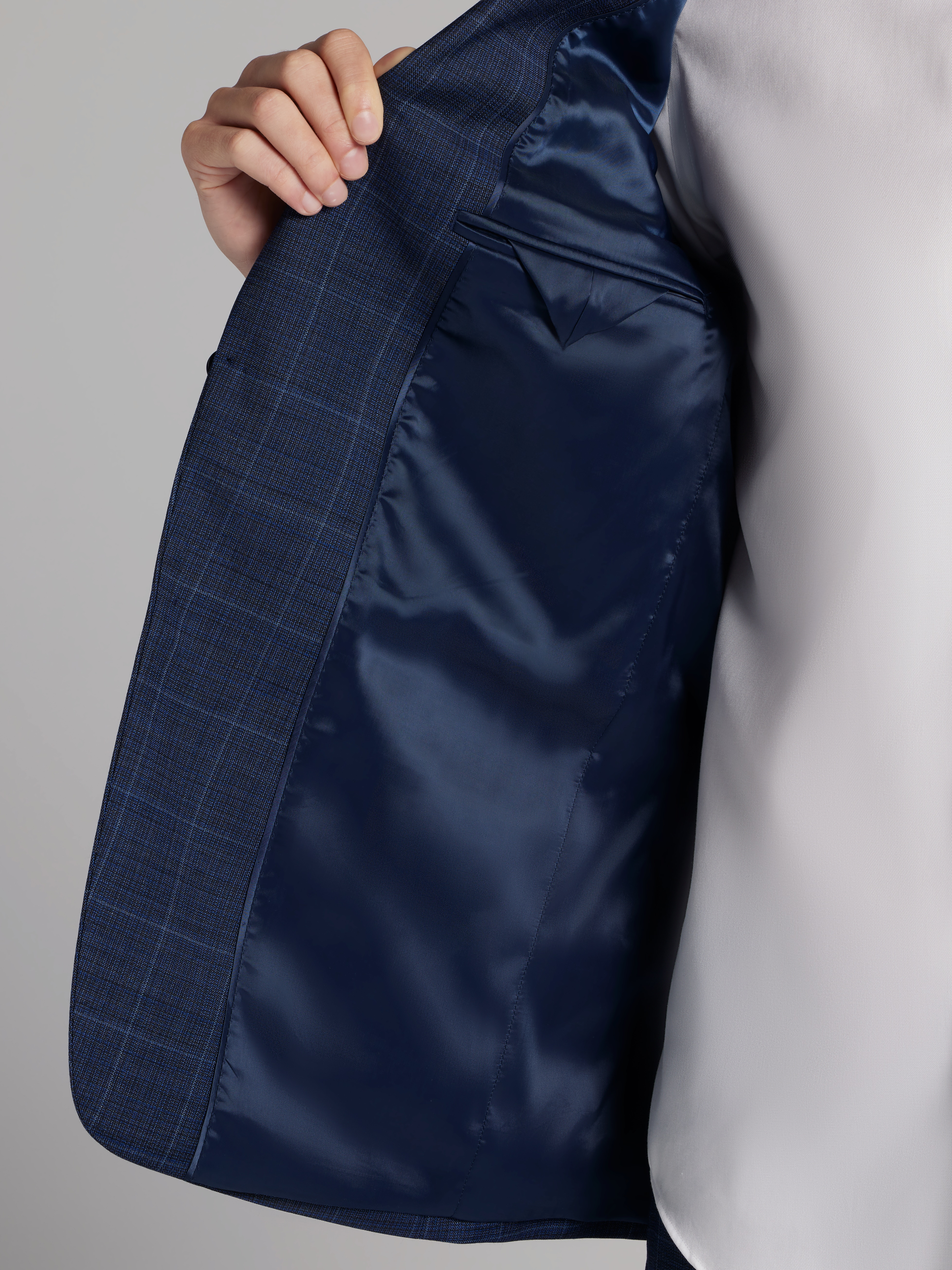 Slim Fit Wool Blend Windowpane Suit Jacket