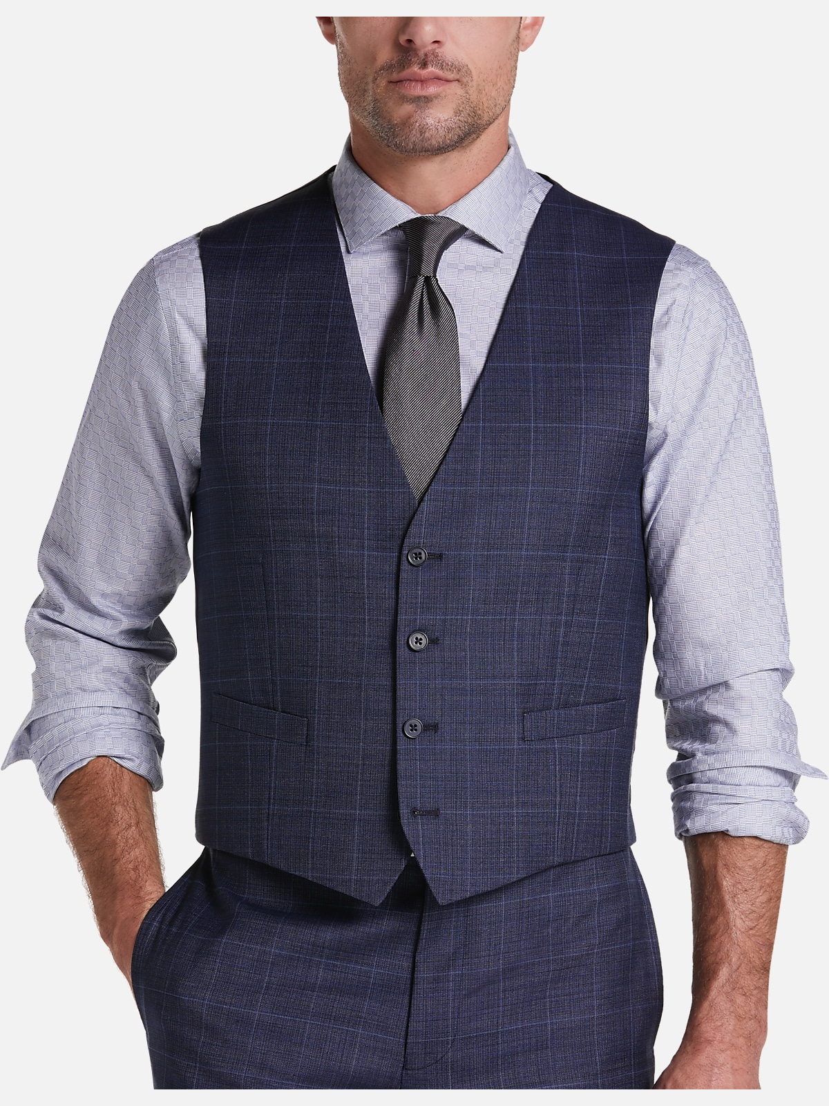Calvin Klein Slim Fit Windowpane Suit Separates Vest | All Sale| Men's ...