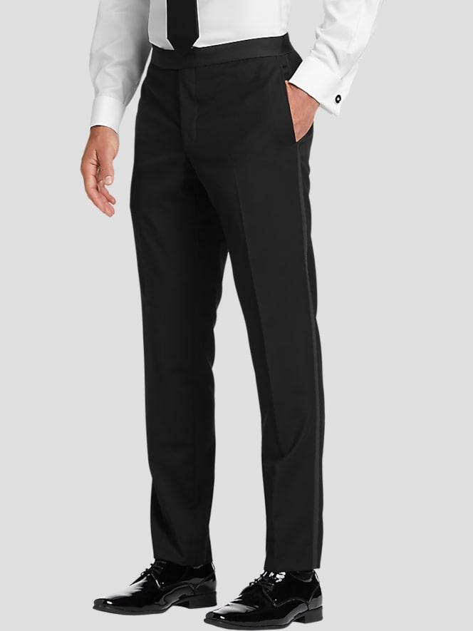 BLACK by Vera Wang Slim Fit Wool Tuxedo Pants