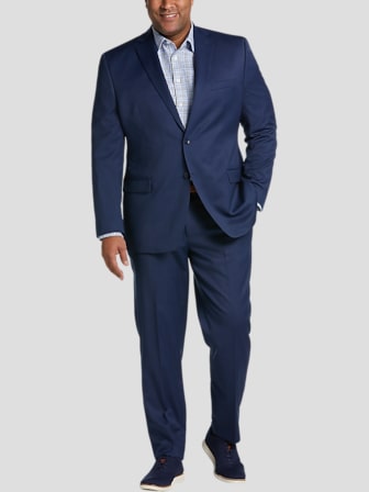 Plus Size Slim Fit Suit, Dark Blue