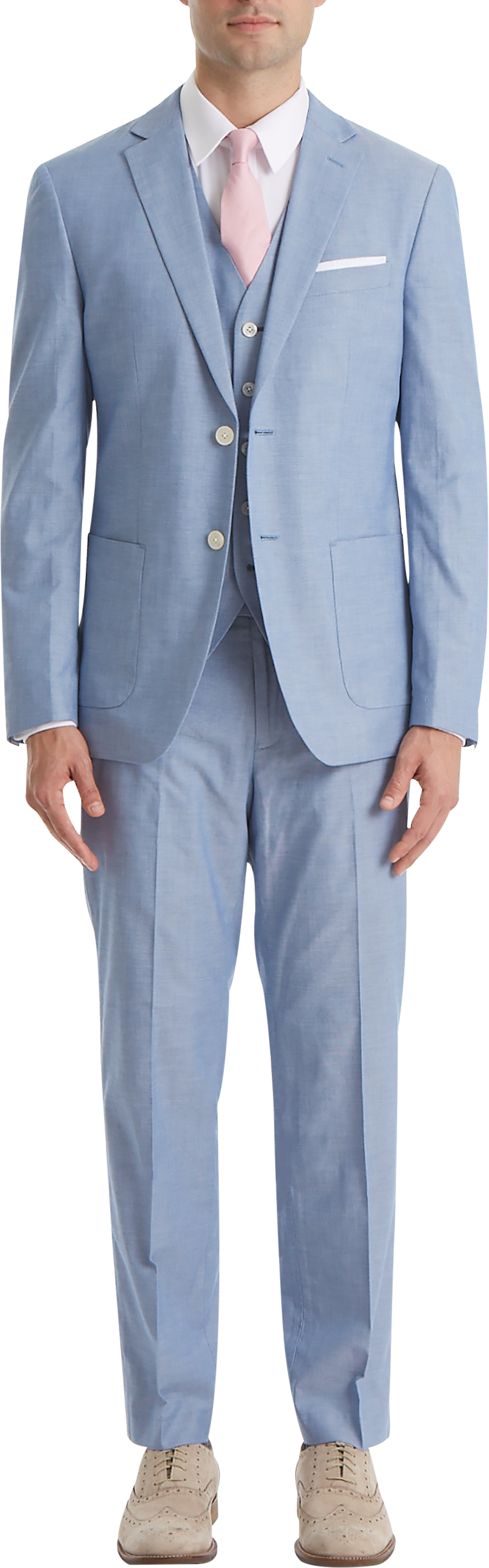 Sky-Blue Regular-Fit 3-Piece Suit