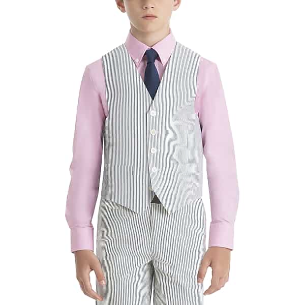 Lauren By Ralph Lauren Boys (Sizes 8-20) Men's Suit Separates Vest Blue/White Seersucker - Size: Boys 12