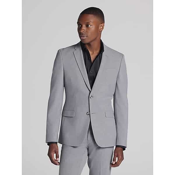 Egara Big & Tall Skinny Fit Men's Suit Jacket Med Gray Solid - Size: 50 Regular TMW3VHD50204