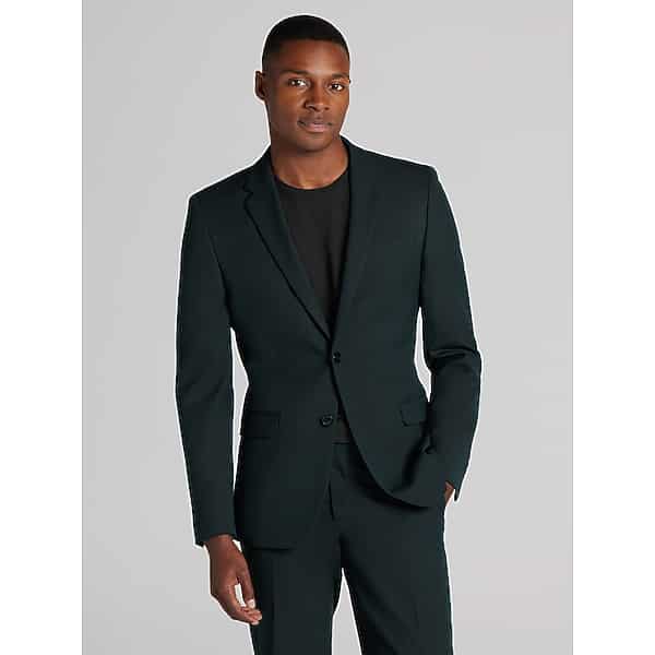 Egara Big & Tall Skinny Fit Men's Suit Jacket Dark Green - Size: 48 Long