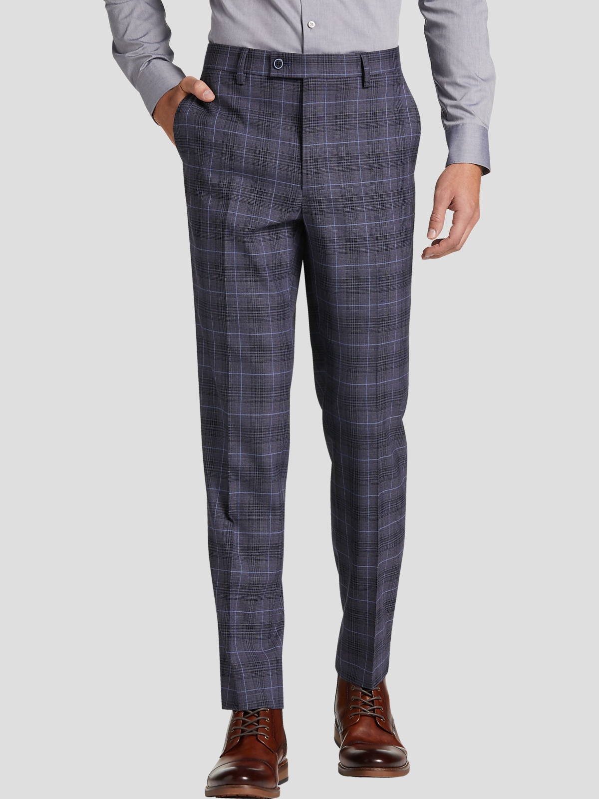 Blue plaid skinny pants on sale