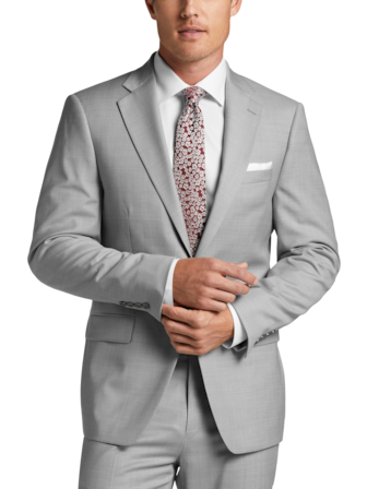 Medium Gray Sharkskin - Peak Lapel - Three Piece - English Cut Suit