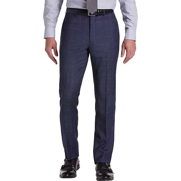 Calvin Klein Slim Fit Wool Blend Windowpane Men's Suit Pants Navy Plaid - Size: 52W x 30L TMW3VY152061