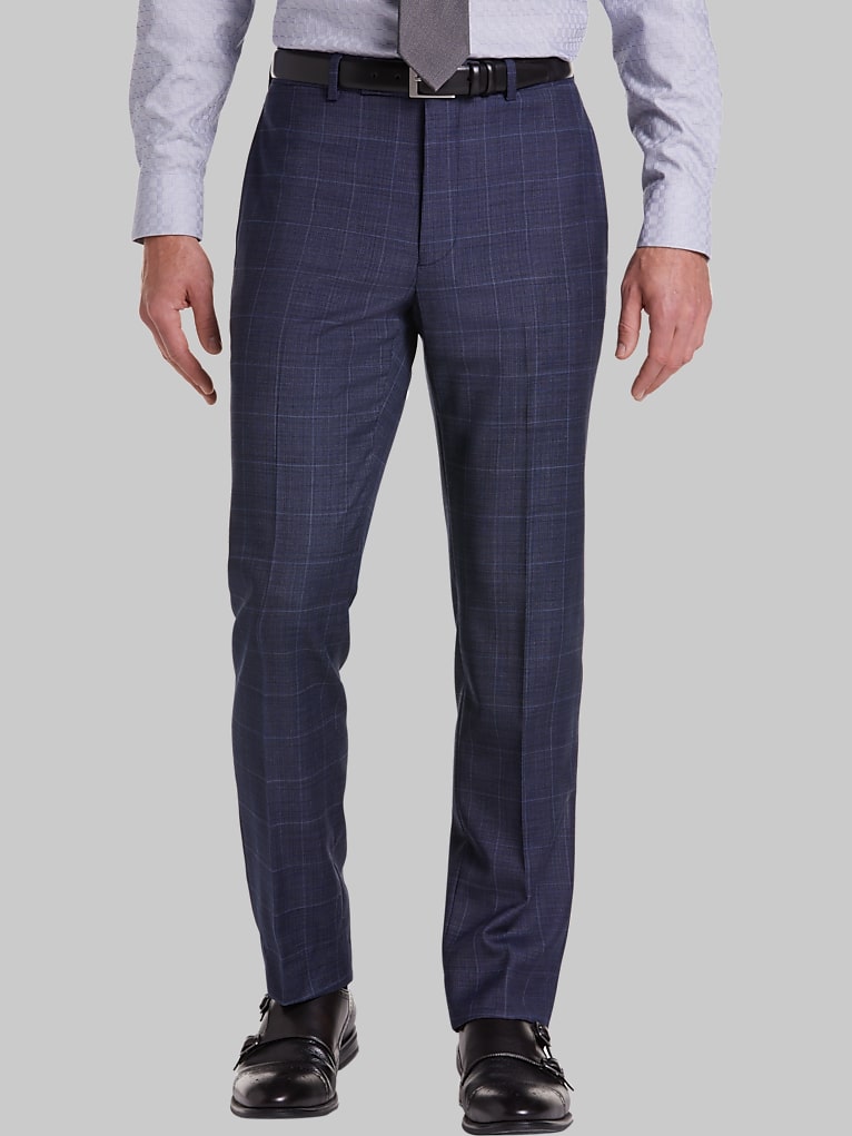 Calvin Klein Slim Fit Wool Blend Windowpane Suit Pants