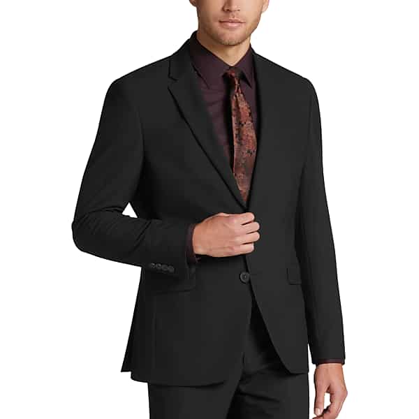 Egara Big & Tall Skinny Fit Men's Suit Separates Jacket Black Solid - Size: 48 Short
