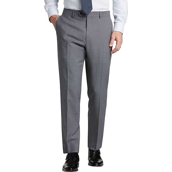 Tommy Hilfiger Big & Tall Modern Fit Men's Suit Separates Pant Med Gray Solid - Size: 46W x 30L