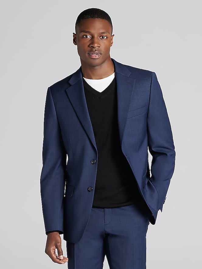 Tommy Hilfiger Modern Fit Premium Wool Blend Suit Jacket, Blue Sharkskin - Image 5 of 8