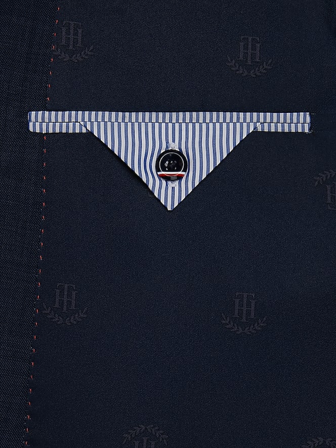 Tommy Hilfiger Modern Fit Premium Wool Blend Suit Jacket, Blue Sharkskin - Image 7 of 8