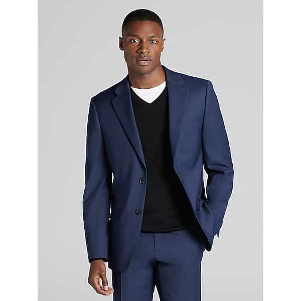 Tommy Hilfiger Modern Fit Wool Blend Men's Suit Jacket Blue Sharkskin - Size: 58 Regular TMW3W6C58256