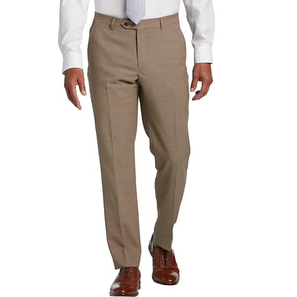 Tommy Hilfiger Modern Fit Wool Blend Men's Suit Pants Tan Sharkskin - Size: 42W x 30L TMW3W6D42005