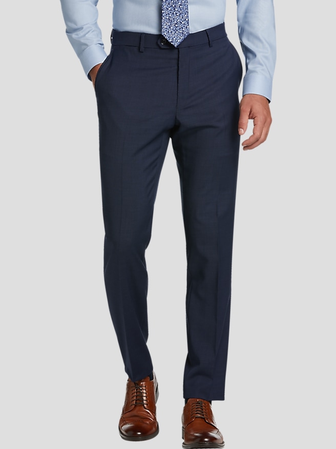 Tommy Hilfiger Modern Fit Wool Blend Men's Suit Pants , Blue Sharkskin