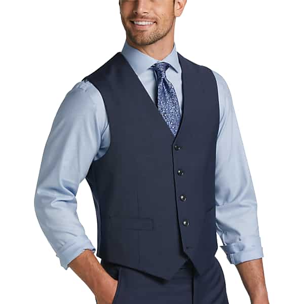 Tommy Hilfiger Modern Fit Men's Suit Separates Vest Blue Sharkskin - Size: XL