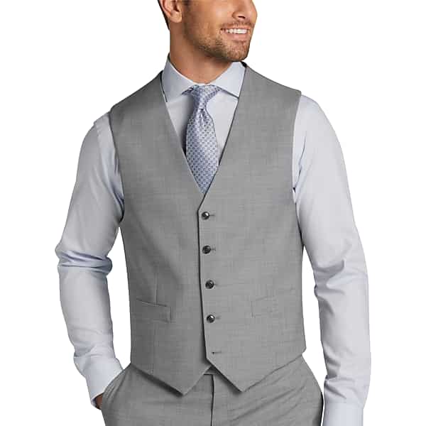 Tommy Hilfiger Modern Fit Men's Suit Separates Vest Black/White Sharkskin - Size: Small