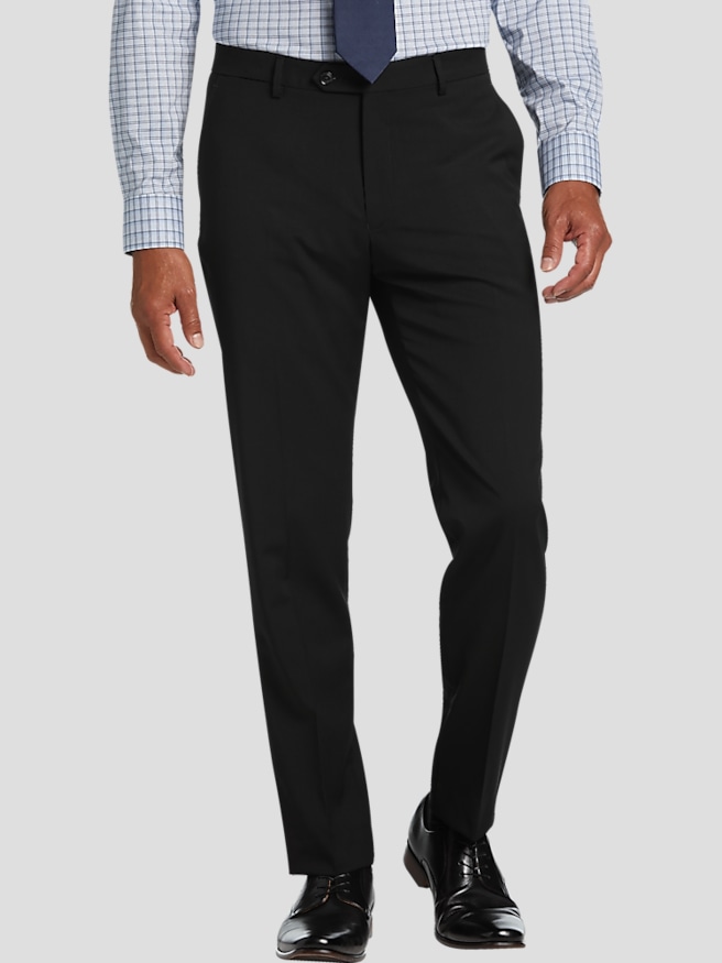 Tommy Hilfiger Big & Tall Modern Fit Wool Blend Men's Suit Pants , Black
