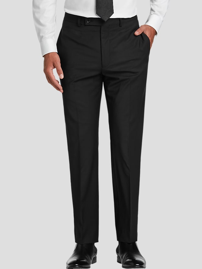 Calvin Klein Slim Fit Wool Suit Pants, Black Solid - Image 1 of 1