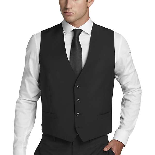 Calvin Klein Slim Fit Men's Suit Separates Vest Black Solid - Size: Medium