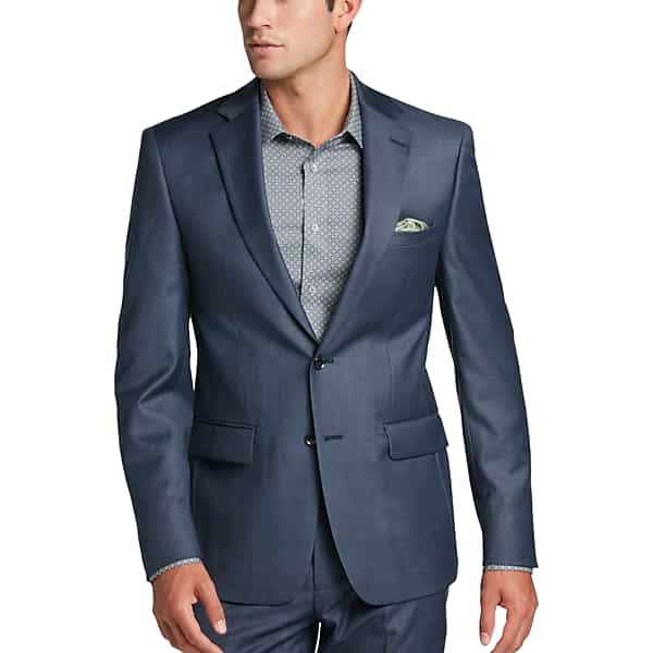 Calvin Klein Slim Fit Wool Men's Suit Jacket Blue Sharkskin - Size: 38 Short TMW3W6X38156