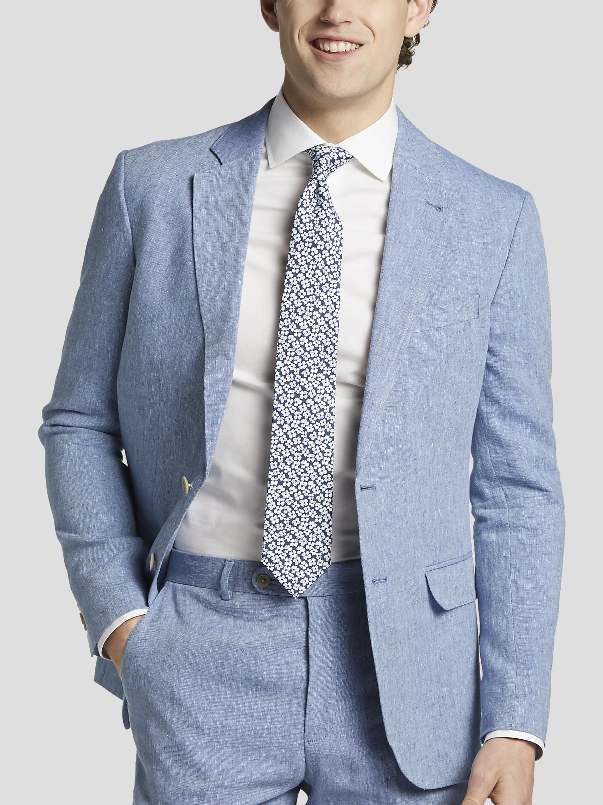 JOE LINEN SEPARATE JACKET SLIM NOTCH SV 2BTN SB FF
