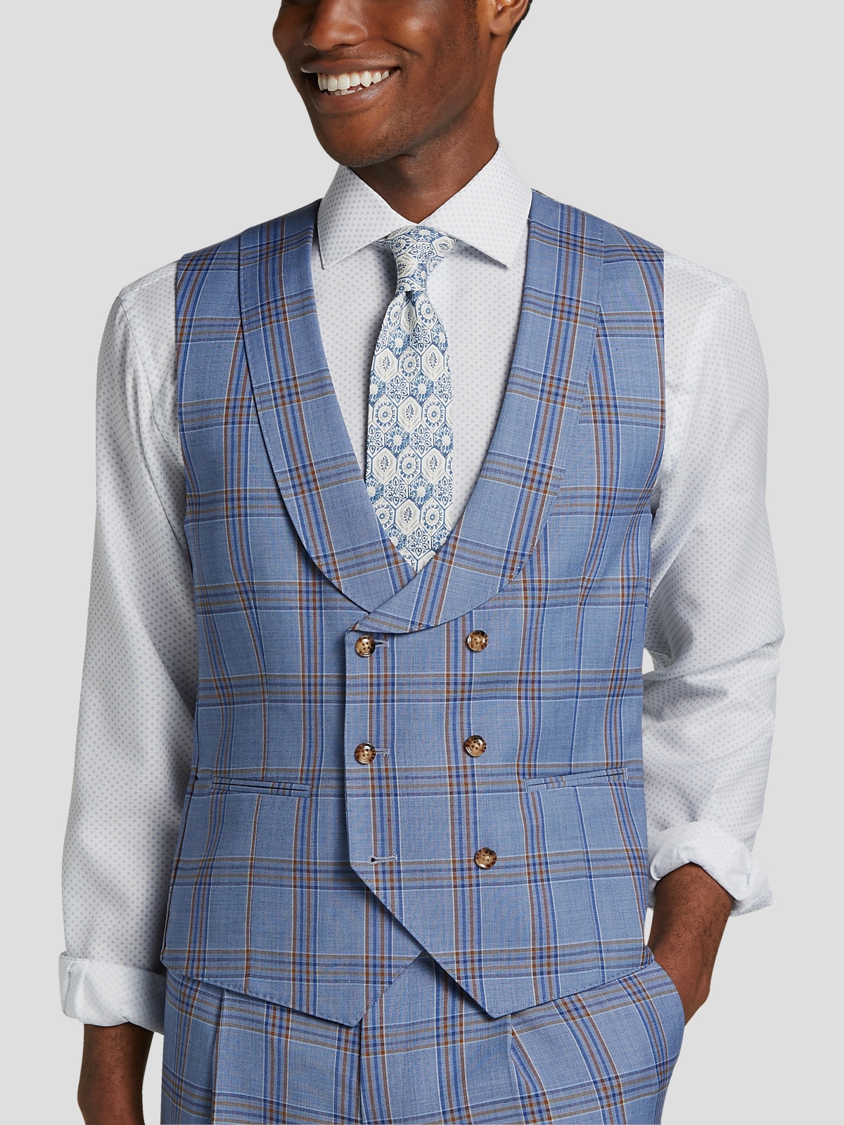 Tayion Classic Fit Suit Separates Double Breasted Plaid Vest Suit Separate Vests Men s Wearhouse