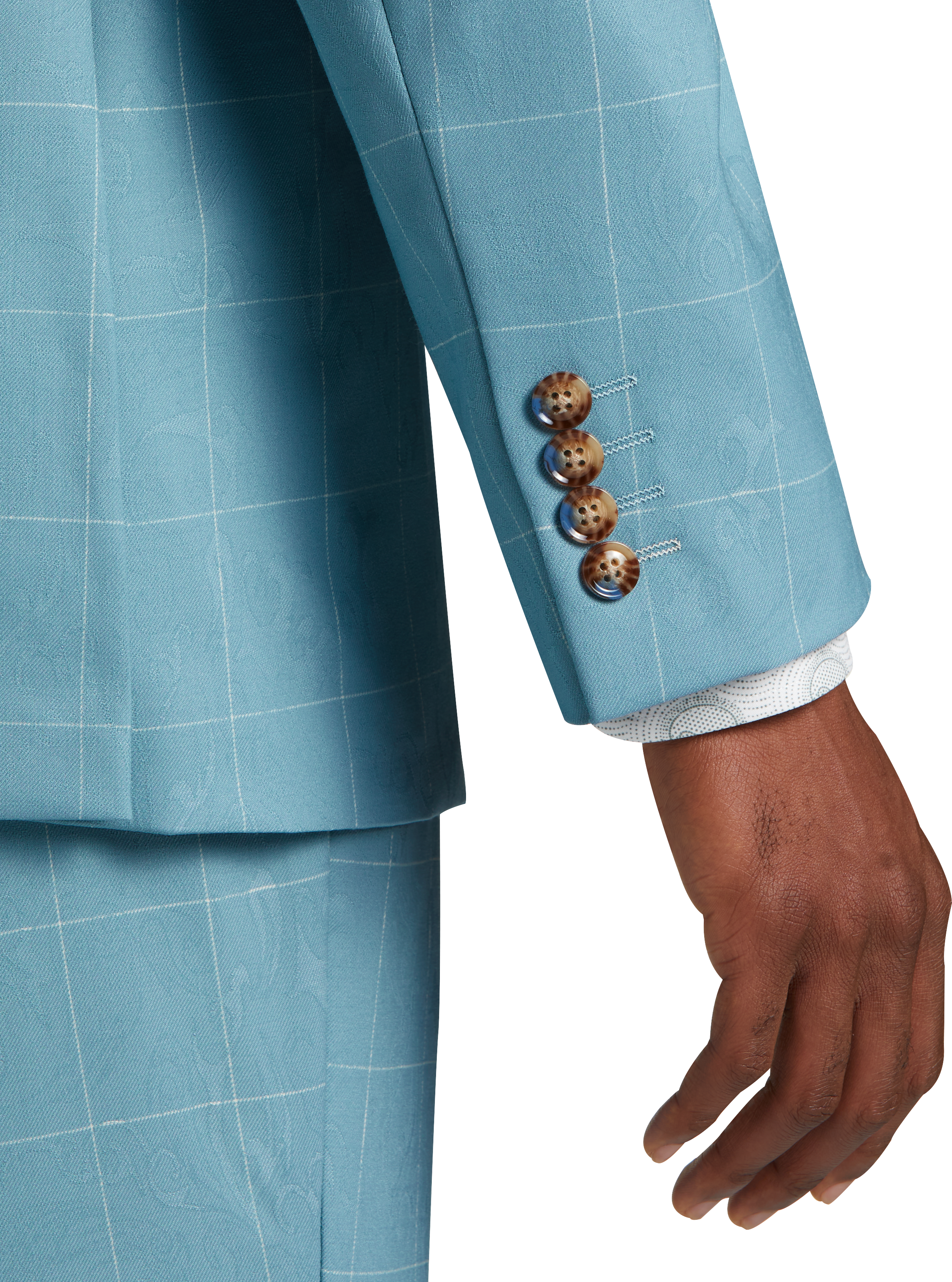 Classic Fit Peak Lapel Windowpane Plaid Suit Separates Jacket