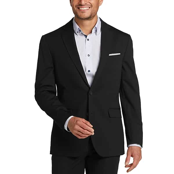 Awearness Kenneth Cole Slim Fit Knit Men's Suit Jacket Black - Size: 42 Short