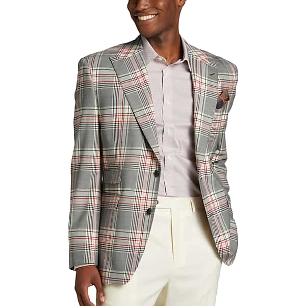 Men’s Vintage Style Suits, Classic Suits Tayion Mens Classic Fit Suit Separates Coat BlackWhite Plaid - Size 44 Short $279.99 AT vintagedancer.com