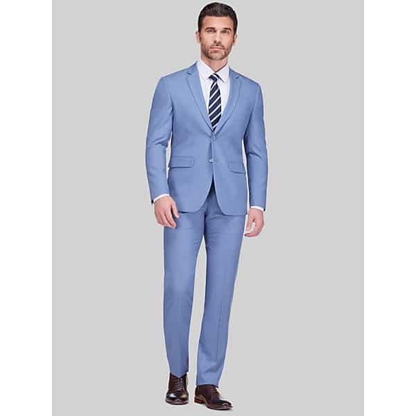 Gino Vitale Men's Slim Fit Suit Steel Blue - Size: 38 Short
