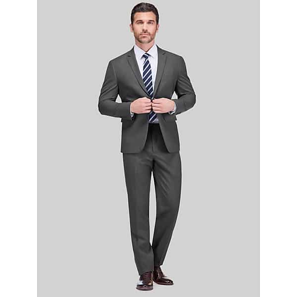 Gino Vitale Big & Tall Men's Slim Fit Suit Dark Grey - Size: 54 Regular