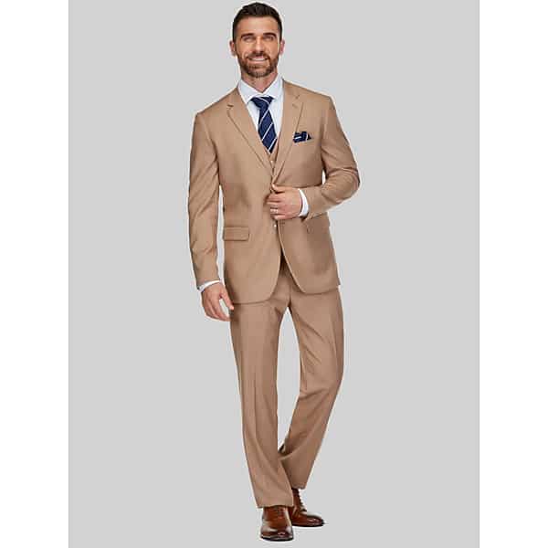 Braveman Men's Classic Fit Performance Stretch 3-Piece Suit Tan - Size: 42 Short