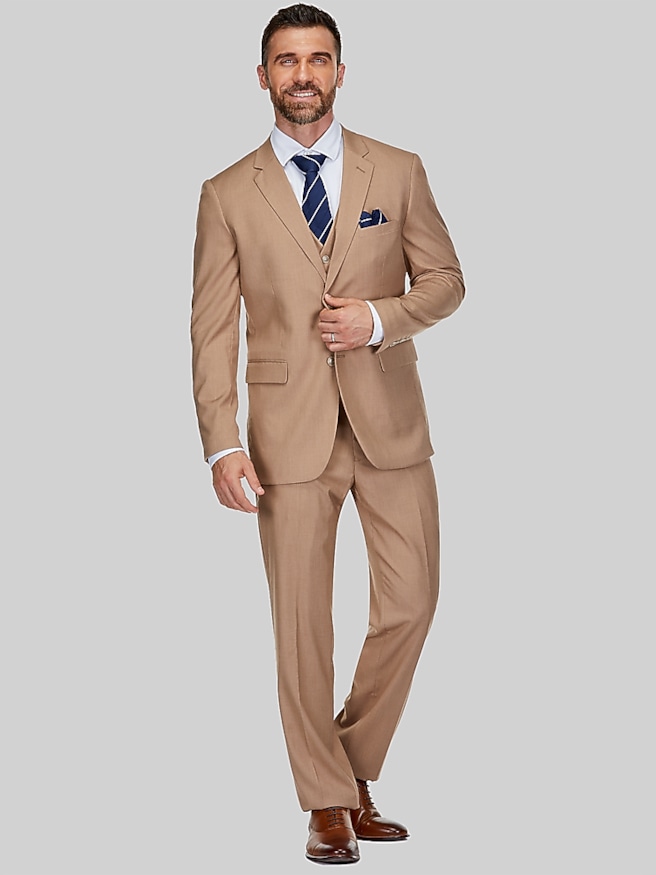 Braveman Classic Fit Performance Stretch 3-Piece Suit Tan