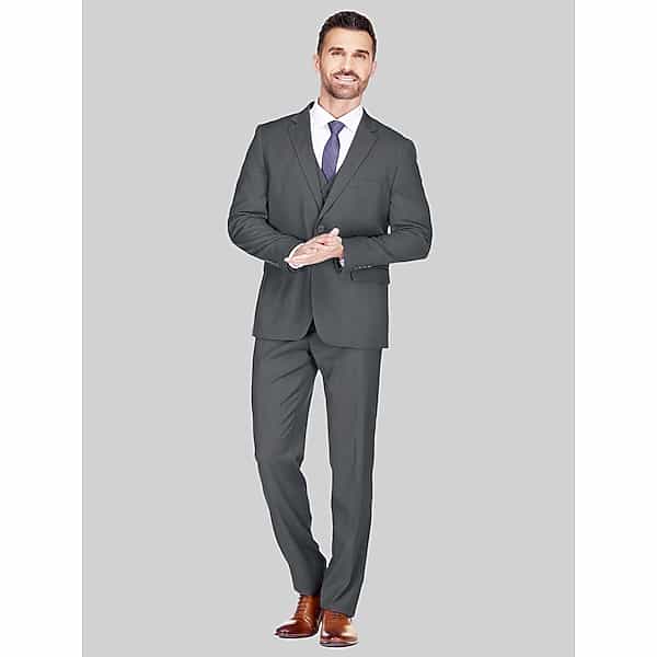 Braveman Big & Tall Men's Classic Fit Performance Stretch 3-Piece Suit Charcoal Gray - Size: 50 Regular