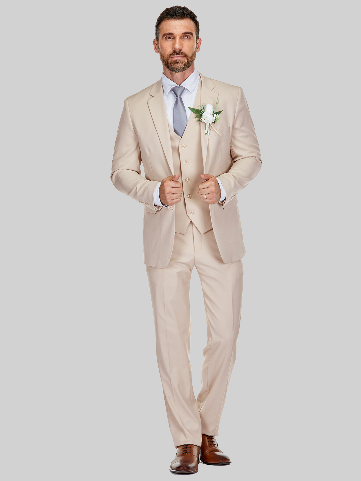 Braveman Classic Fit Performance Stretch 3-piece Suit In Light Beige