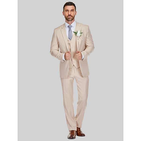 Braveman Men's Classic Fit Performance Stretch 3-Piece Suit Light Beige - Size: 46 Regular