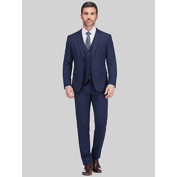 Braveman Big & Tall Men's Slim Fit 3-Piece Vested Suit Navy - Size: 52 Long