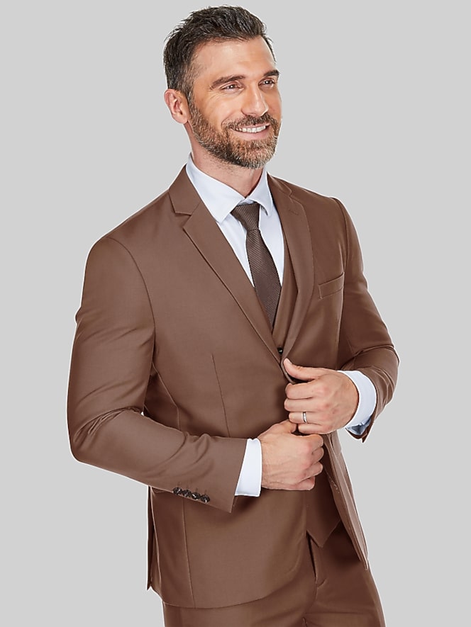 Braveman Slim Fit 3-Piece Vested Suit, Brown - Image 2 of 3